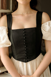 Corset with Handmade Buttons and Back Elastic Fit| vest